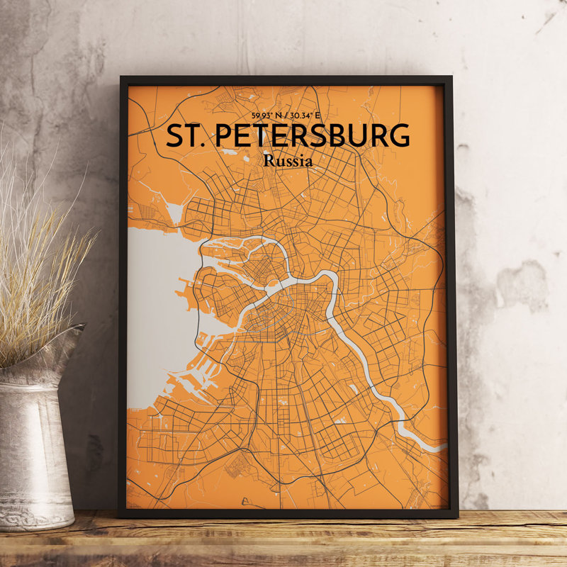 St. Petersburg City Map 1 Piece Wall Art, 50.8cm H x 40.6cm W x 0.13cm D