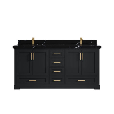 Boston 72 In. W X 22 In. D Double Sink Bathroom Vanity In Wrought Iron With 2 In.