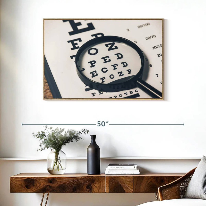 Vision Chart, Floating Frame Natural Wood, 37" X 25"
