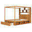 Lit à baldaquin en bois Queen Size avec tête de lit bibliothèque, prises USB et éclairage DEL RVB intelligent, lit plateforme avec rangement sous le lit, tiroir au pied du lit et garde-robe réversible, noyer-657576029-657576031