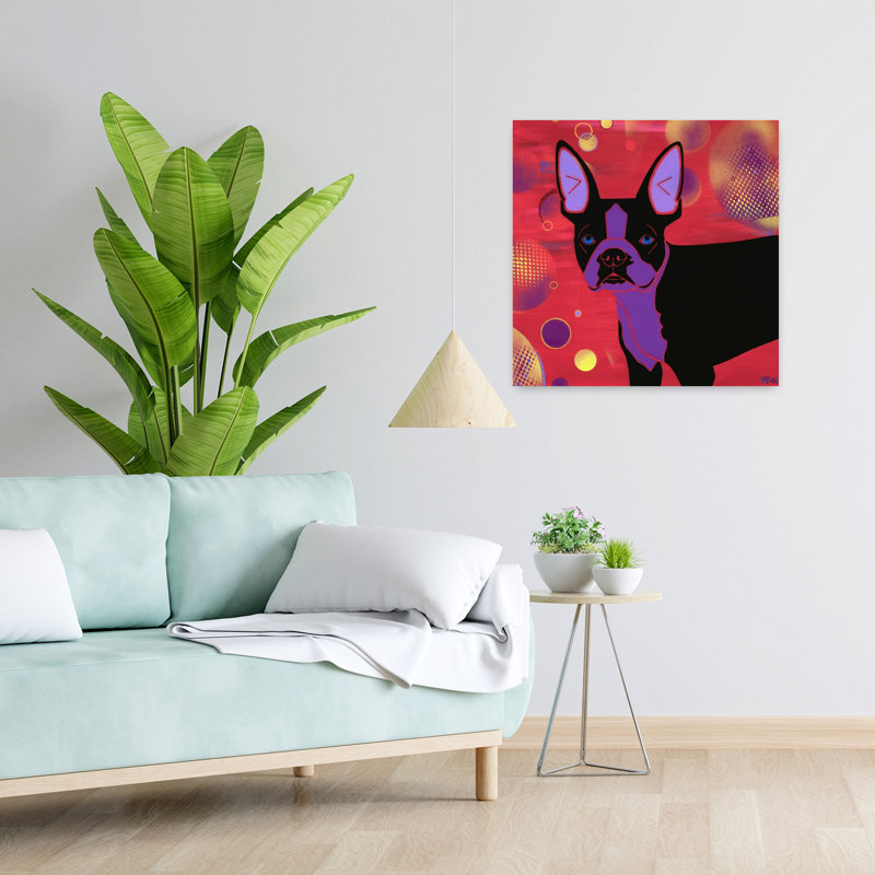 Art contemporain pour chien «Bubbles Boston», H 24 po x l 24 po