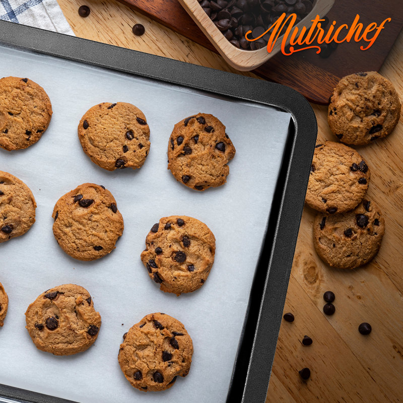 Plaque à biscuits moyenne - Plateaux de cuisson antiadhésifs avec revêtement noir à l'intérieur et à l'extérieur, compatible avec le modèle: NCZK3B (gris)