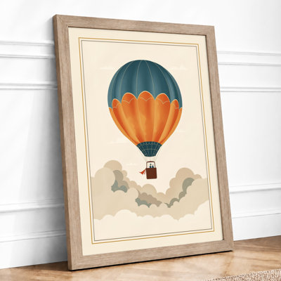 Balloon Above Clouds Vintage - Framed Print