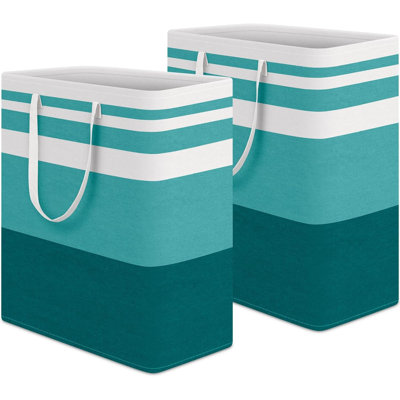 Paquet de 2 paniers à linge imperméables, panier à linge autoportant, grand panier à linge pliable avec poignées allongées pour les vêtements dans le dortoir et la famille