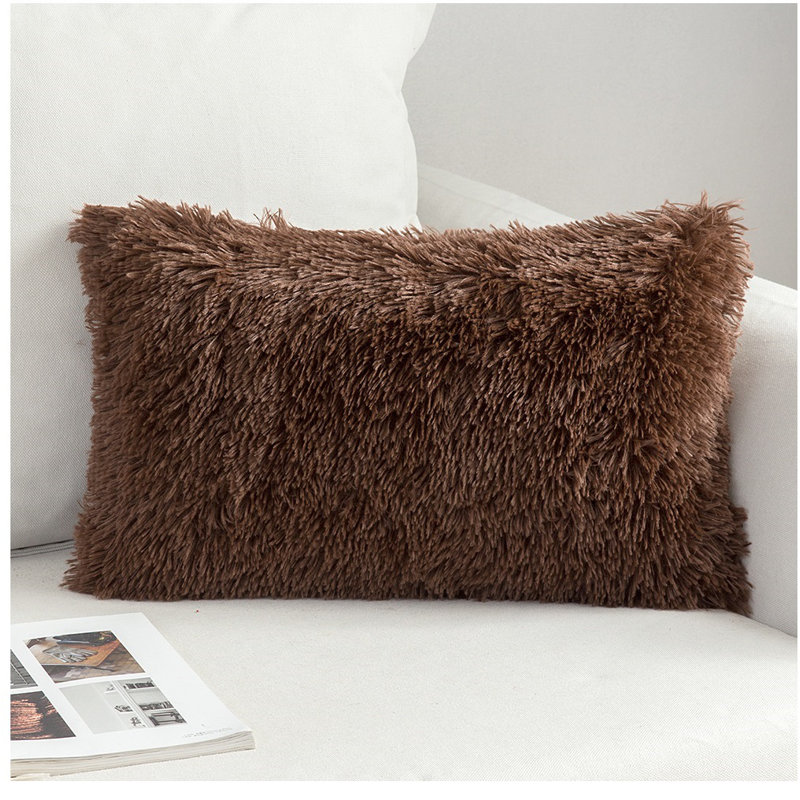 Housse de coussin en fausse fourrure, Café