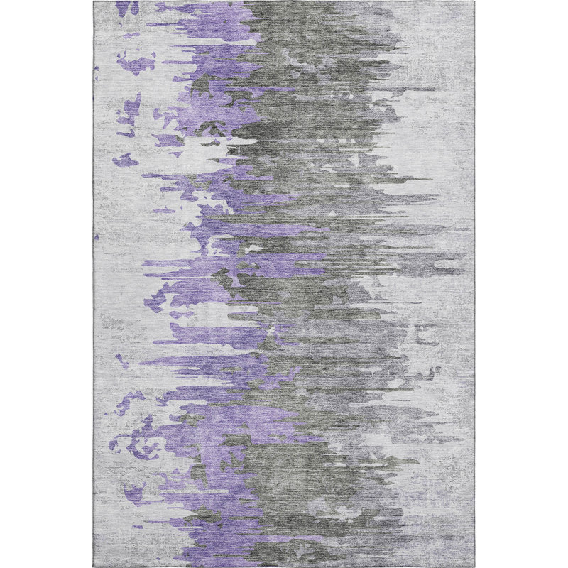 Tapis mauve de qualité supérieure lavable à la machine Prisco, Rectangle 10 pi x 14 pi