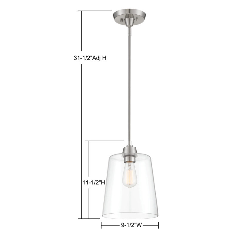 Luminaire suspendu en métal et verre 1 lumière Herman , Nickel brossé