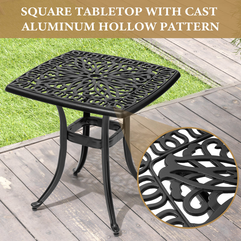 Patio Side Table Cast Aluminum End Table