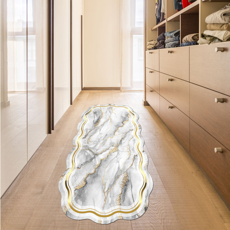 Elegant Silver Area Rug (3.3 x 5.2 ft), 100% Polyester, 1200 g/m² | Non-Slip Underside with Leather Sole, 0.4 in Pile Height | Antibacterial, Machine Washable, Easy to Clean | Stylish Addition for Any Room