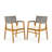 Outdoor Acacia Wood Dining Armchair With Cushion,Grey Rope(Set Of 2)-2115673661