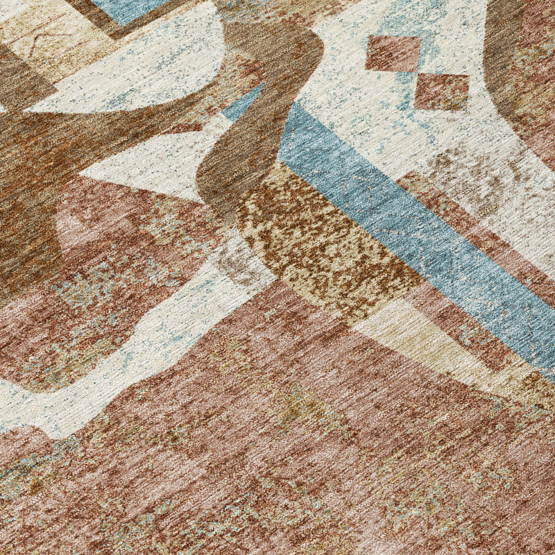 Tapis Chantille ACN3109 à motif animal, lavable à la machine, intérieur/extérieur, Rouille, 3 pi x 5 pi