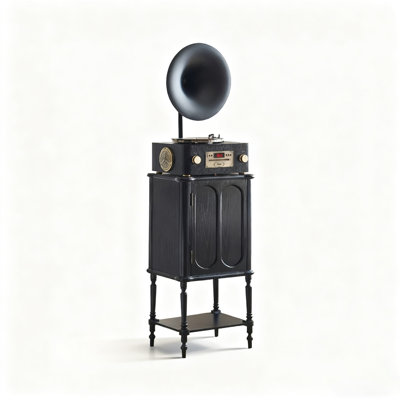 Tourne-disque vinyle en cire blanche de style Mid-Century
