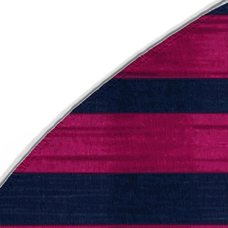 Tapis intérieur / extérieur bleu HorizontalStripes, Rond 5 pi