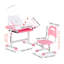 Ensemble de bureau et de chaise pour enfants avec plateau inclinable réglable, table d'écriture ergonomique pour étudiant avec lampe, rose