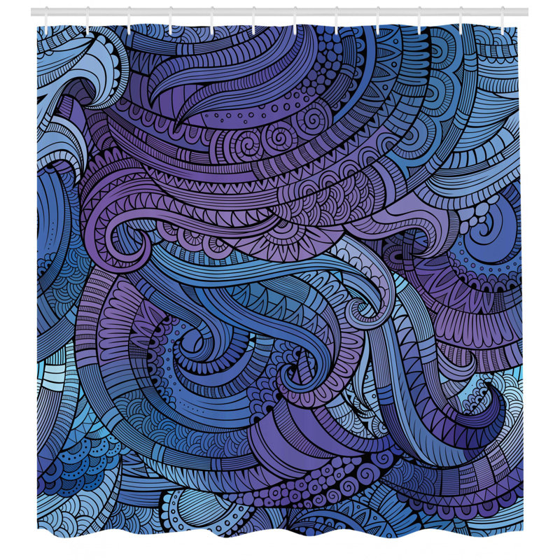 Abstract Shower Curtain with Hooks Included, 70" H x 69" W