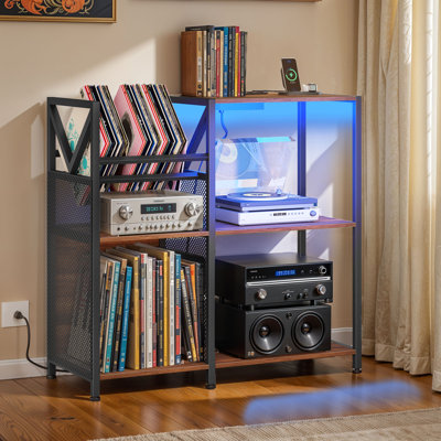 3 Tier Vinyl Record Storage Table, Turntable Stand with Solid Legs by 17 Stories