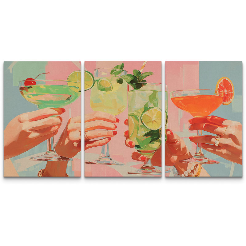 «Vibrant Cocktail Party», images de célébration de boisson estivale, impression sur toile encadrée, impression numérique