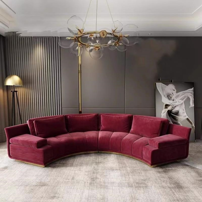 Canapé simple et créatif, Tissu rouge vin, H 29,53 po x l 137,8 po x P 35,43 po
