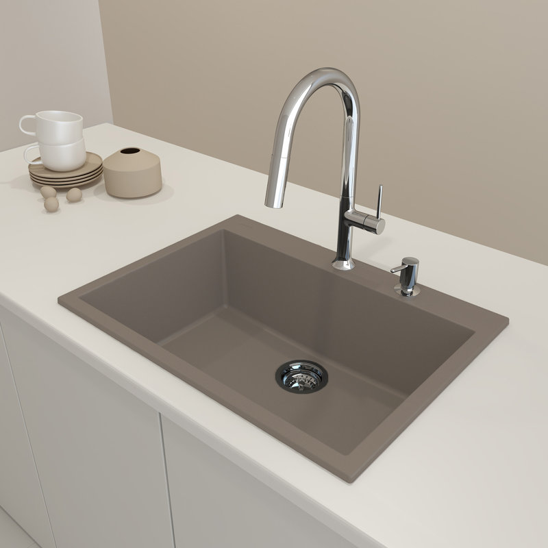 Campino Uno Dual-Mount 27 in. Single Bowl Granite Composite Kitchen Sink in Mink