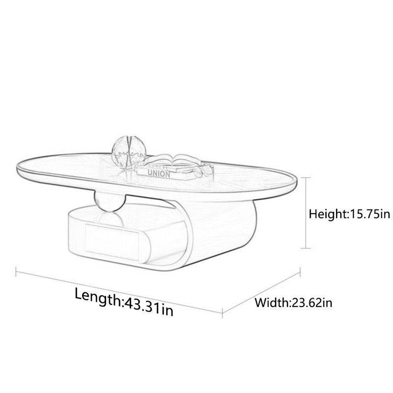 Solid wood new style creative coffee table, White, Black, 15.75" H x 43.31" L x 23.62" W