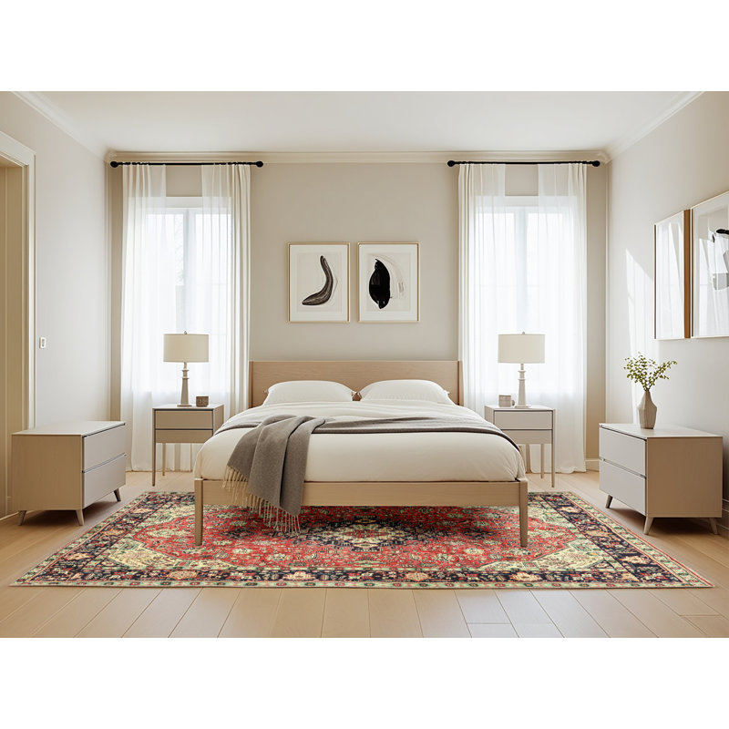Tapis de style oriental rouge, Rectangle 5 pi x 8 pi