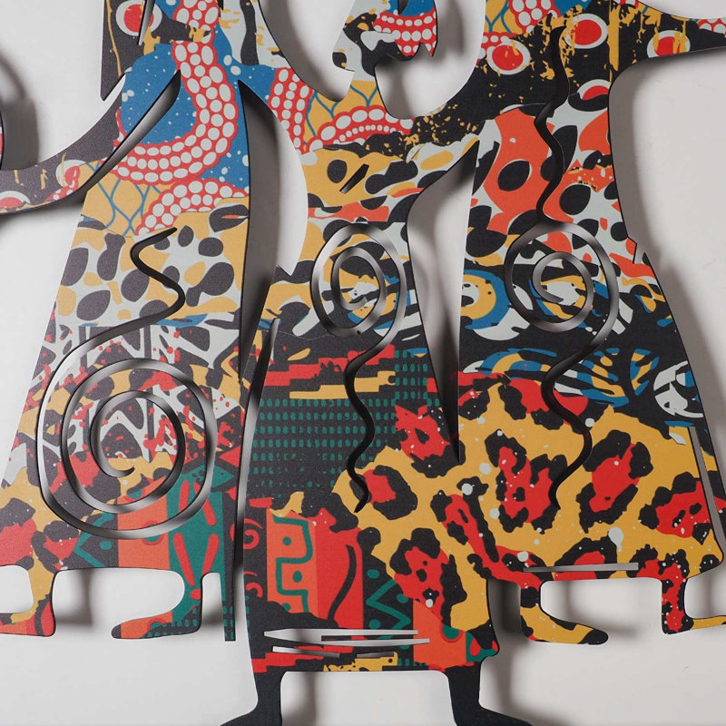 Triple déesse, art mural en métal, Art coloré, H 18 po x l 18 po x P 1 po