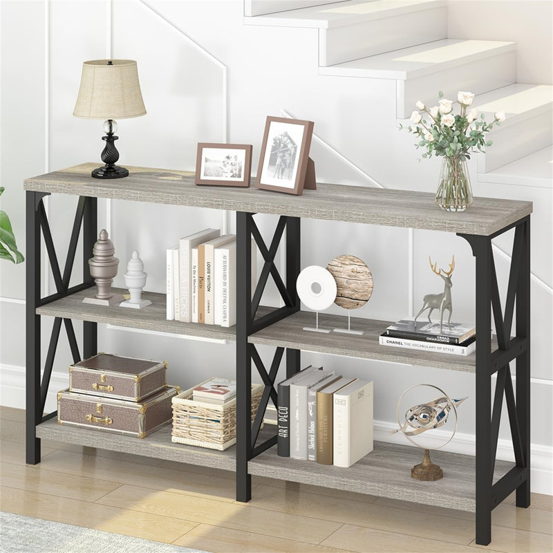 Console Chert, Gris, Noir, noir, noir, noir, H 29,72 po x l 55,12 po x P 13,39 po
