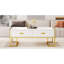 Modern  Rectangular Coffee Table With 4 Drawers And Gold Base In 47.3"-1376796739