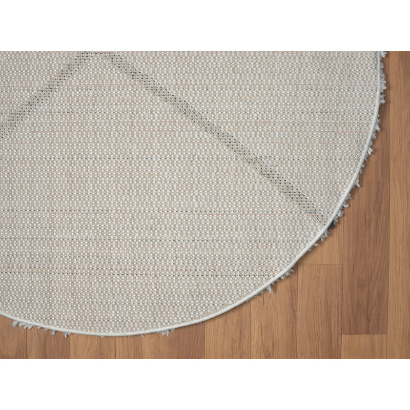 Shaggy Lush Diamond cream Rug, Round 120cm