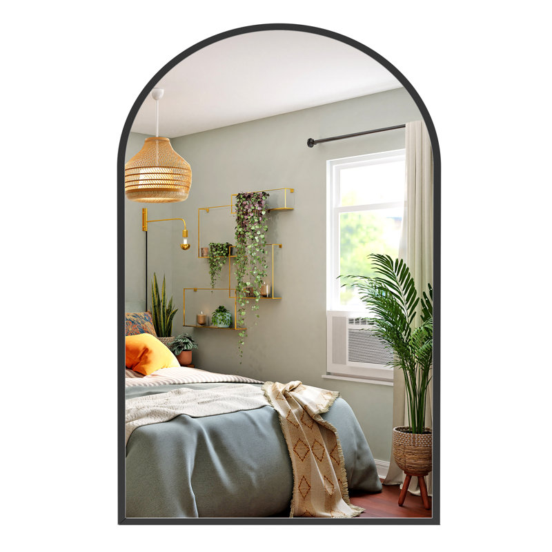 Dochas Aluminum Arch Mirror, Black, 36" x 24"