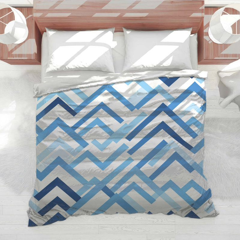 Édredon bleu à motif de chevrons, Twin