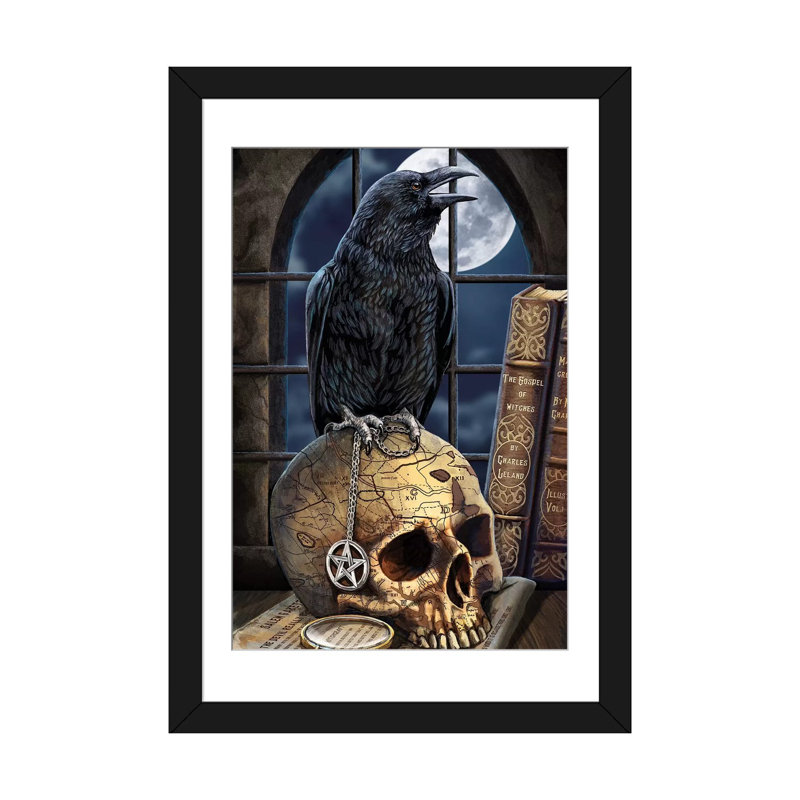 «Salem's Familiar», impression sur toile, H 32 po x l 24 po x P 1 po, Papier beaux-arts encadré noir, Blanc