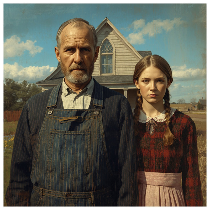 Tapis de bain Farmer And Daughter Portrait, 34in W x 21in L