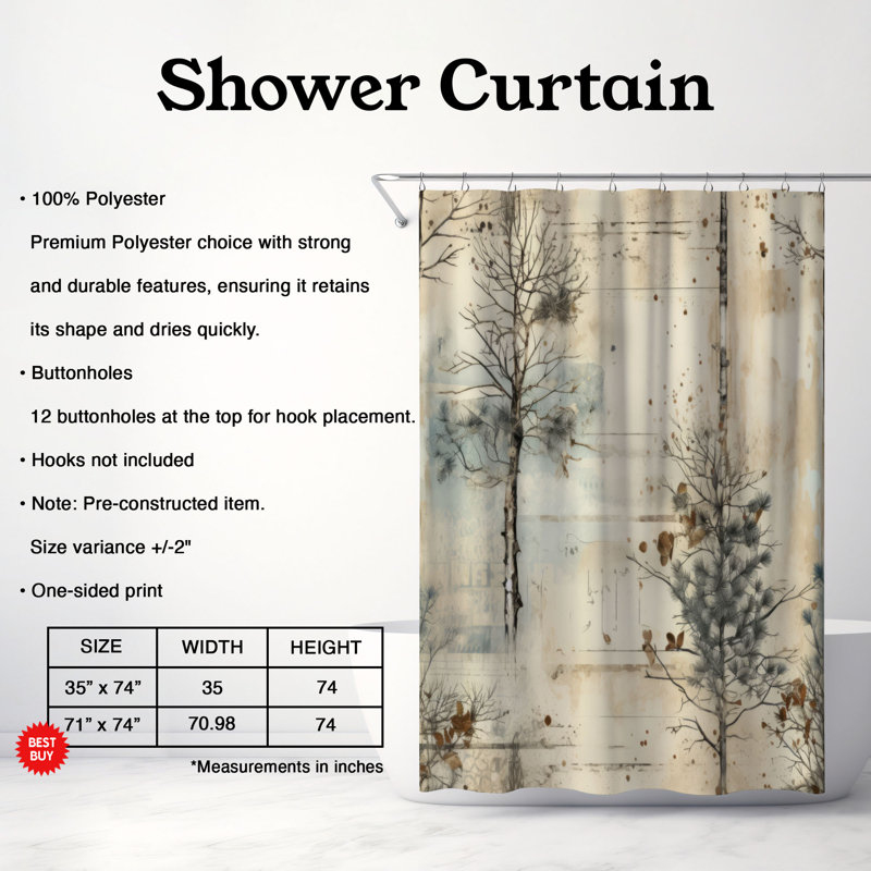 Rideau de douche Harsukhman, H 74 po x l 71 po