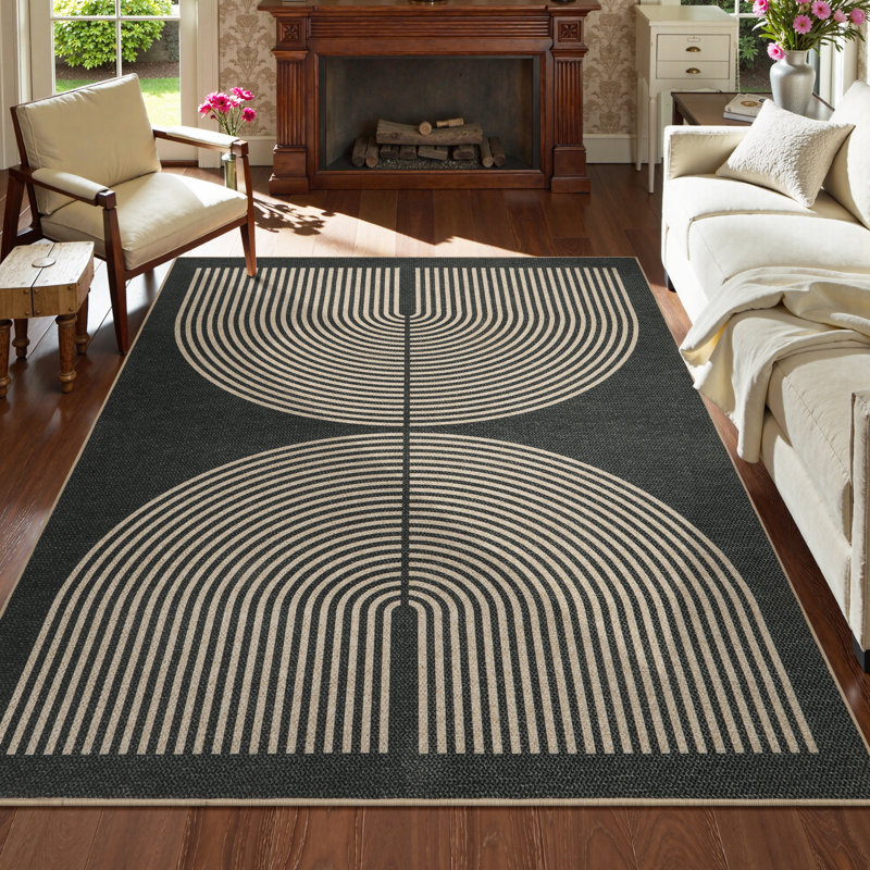 Tapis de jute moderne pour l'extérieur, Carré 7 pi