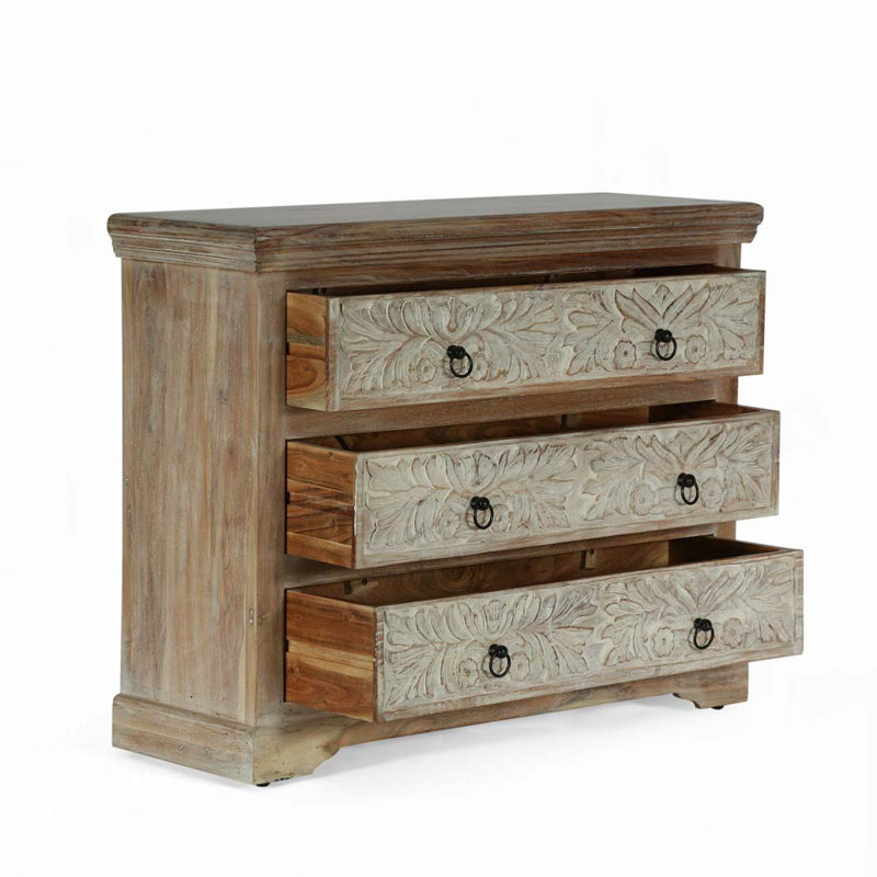 Commode 3 tiroirs en bois d'acacia