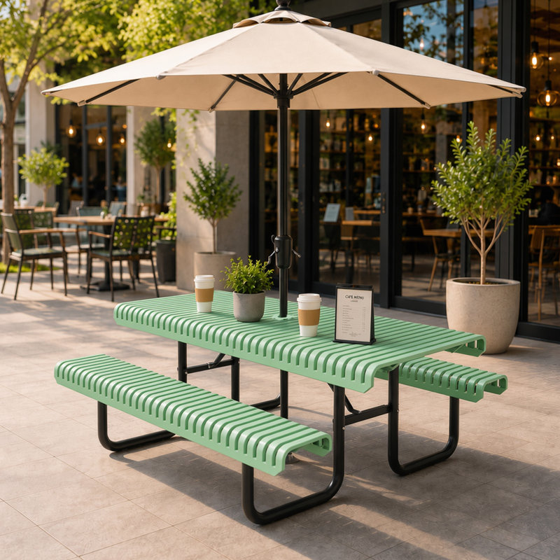 Tables de patio vertes, 72 x 73 x 31 po en métal robuste pour la salle à manger