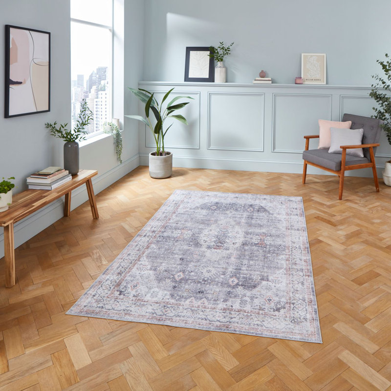 Tabriz area rug Digitally Printed Rectangle Grey, Rectangle 150 x 90cm