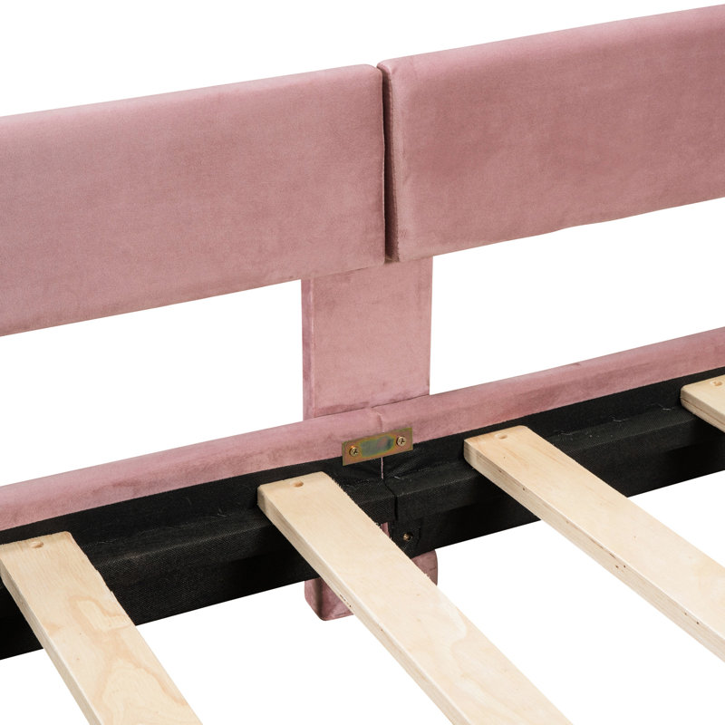 Twin Upholstered Daybed In Enchanting Pink With Classic Stripe Headboard - Structure Alluring Frame, Bedroom Beauty