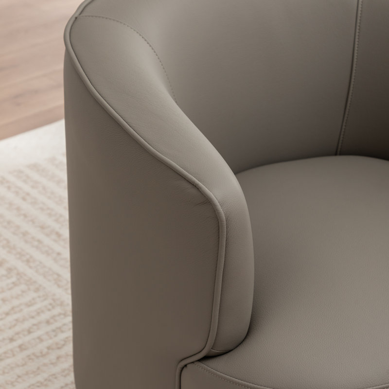 Tybias 32'' Wide Swivel Barrel Chair, Dark Gray
