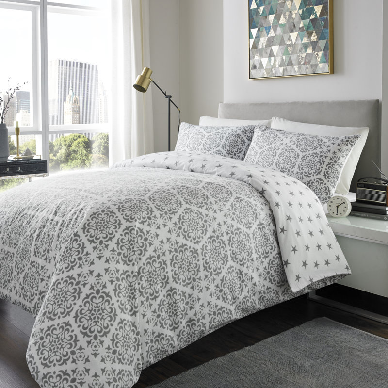 Barefield Duvet Cover Set with Pillowcases, Double Duvet Cover, Grey