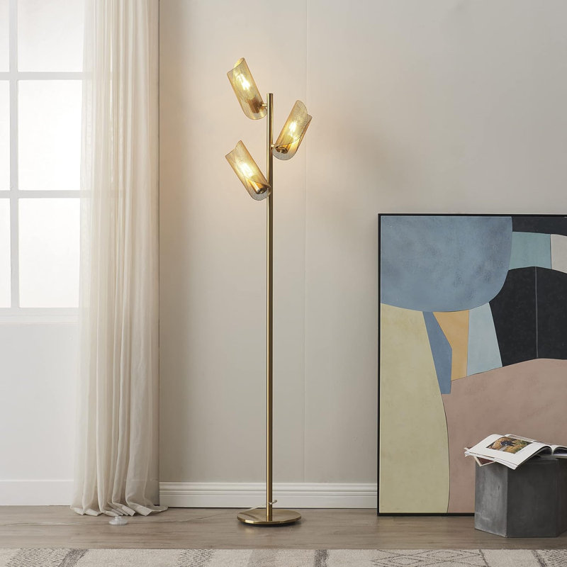 Led Tree Floor Lamp With Rotatable Light Heads For Modern Living Room, Bedroom, And Office Décor