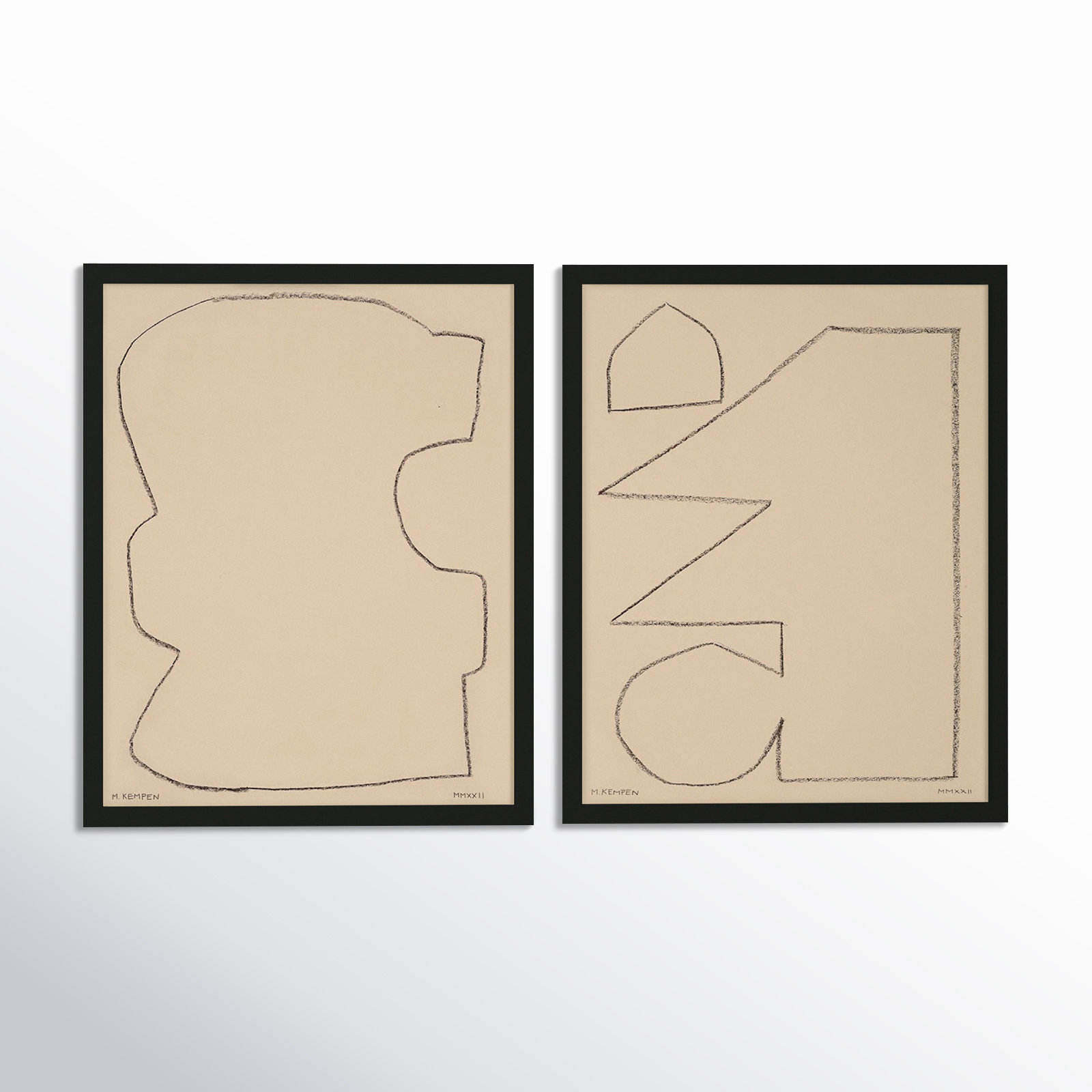Freya "Outlines 9 and 10" 2-Piece Print Set, Black Framed, 16" W x 20" H