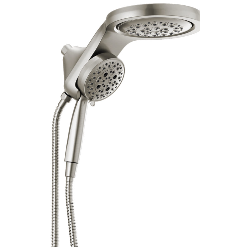 HydraChoice Hydrorain 5 Spray Dual Shower Head and Handheld Shower with H2Okinetic 2.5 GPM, Stainless
