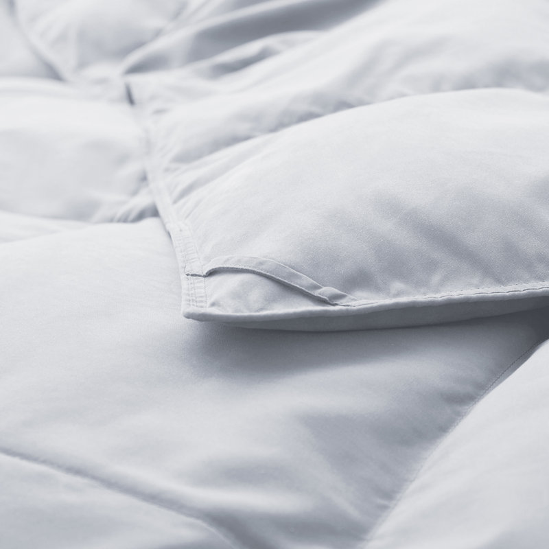 Premium All Season Down Feather Fiber Comforter Duvet Insert, Queen, Light Gray