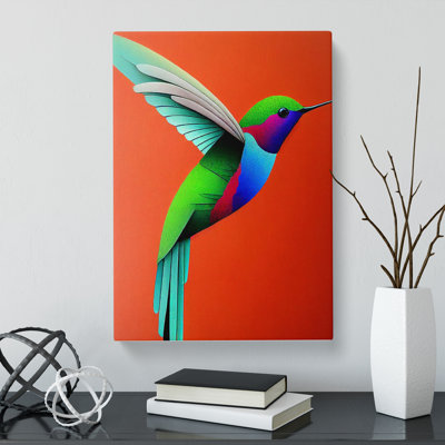 Ermanno Hummingbird Block Colour - Wrapped Canvas