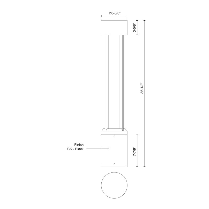 Knox LED Bollard Light, 35.5" H x 6.38" W x 6.38" D