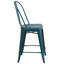 Commercial Grade Distressed Metal Indoor-Outdoor Counter Height Stool with Back-331454669-331454707