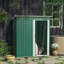 Green 5 X 3ft Galvanised Metal Garden Storage Shed, Outdoor Tool Shed With Sliding Door & Sloped Roof