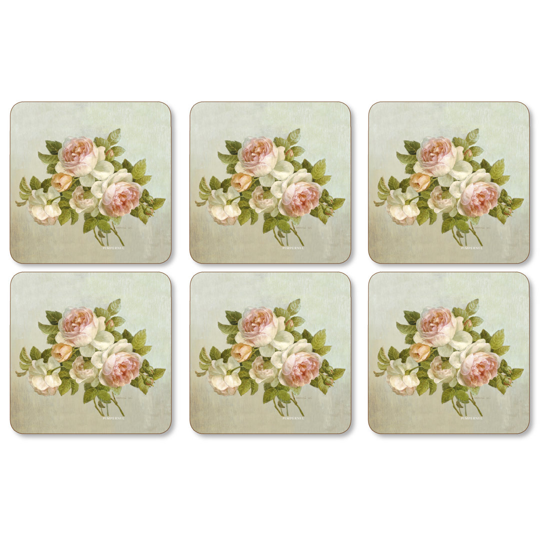 Pimpernel Antique Roses Coasters 4"X 4" (Set of 6) Pimpernel
